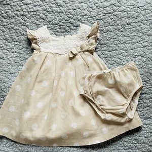Mayoral Polka Dot Linen Dress w/ Diaper cover
